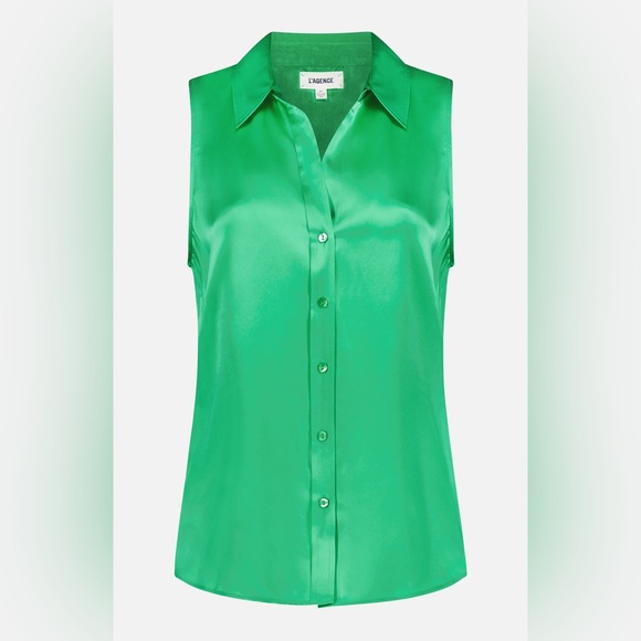 L'AGENCE Tops - ☘️L’AGENCE☘️ Emmy Emerald Green 100% Silk Sleeveless Blouse